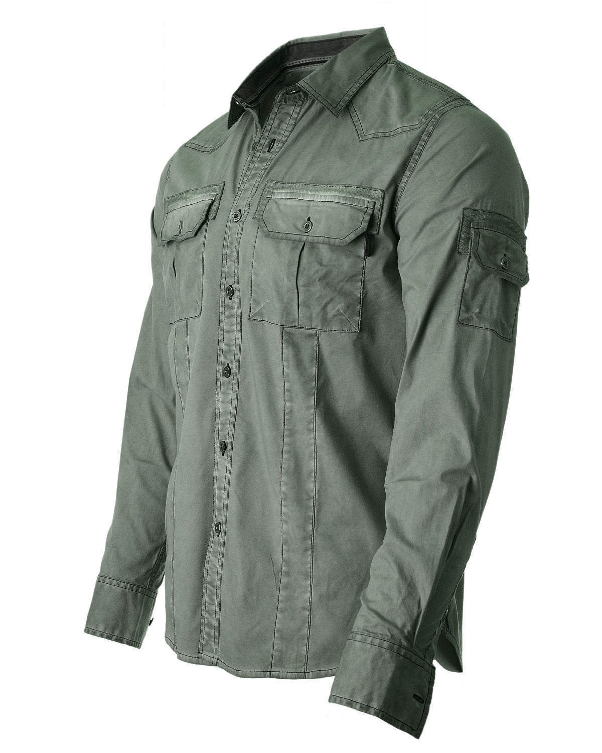 ZIMEGO Men's Stretch Flex Slim Color Washed Vintage Rugged Fashion Button Shirts
