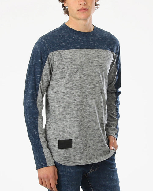 Athletic Color Block Long Sleeve Curved Hemline Casual Shirt